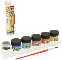 Barvy akrylové na keramiku a sklo set 5 odstínů 12ml s konturou a štětcem Barvy akrylové na keramiku a sklo set 5 odstínů 12ml s konturou a štětcem