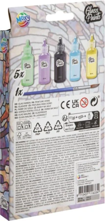 Barvy na sklo 5x 20ml kreativní set se štětcem v krabici