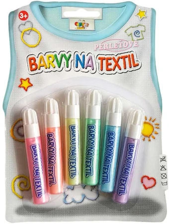 Barvy na textil perleťové konturovací set 6ks 7ml pastelové Barvy na textil perleťové konturovací set 6ks 7ml pastelové