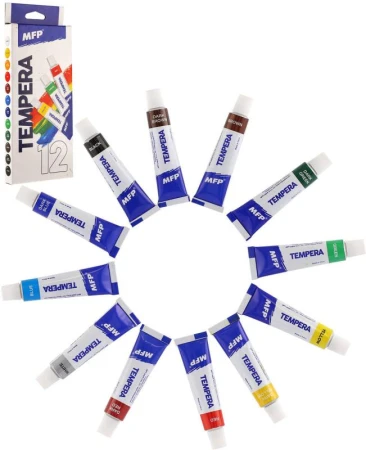 Barvy temperové set 12ks tempery 12ml v krabičce Barvy temperové set 12ks tempery 12ml v krabičce