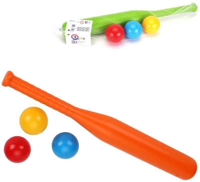 Baseballový dětský barevný set pálka 50cm se 3 míčky barvy plast Baseballový dětský barevný set pálka 50cm se 3 míčky barvy plast