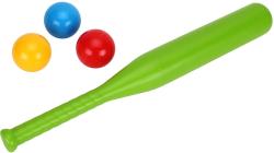 Baseballový dětský barevný set pálka 50cm se 3 míčky barvy plast