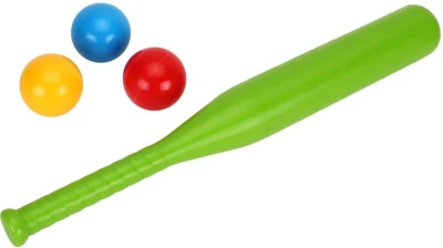 Baseballový dětský barevný set pálka 50cm se 3 míčky barvy plast