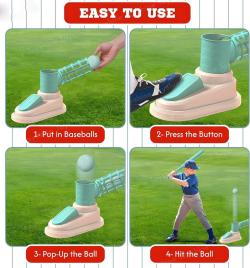 Baseballový herní set 3 míčky s pálkou a odpalovačem modrý