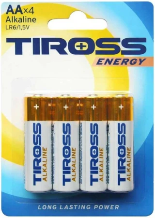 Baterie AA alkalická LR6 1,5V Tiross set 4ks na kartě