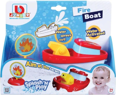 BBurago Junior baby člun hasičský do vody do vany na baterie