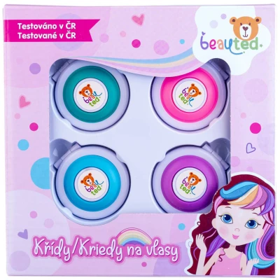 BeauTed Křídy dětské barevné na vlasy set 4ks vodou smývatelné