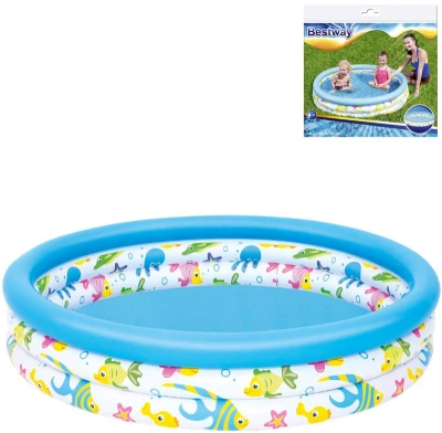 Bestway Bazén dětský nafukovací 3 komory korál 122x25cm kulatý 51009