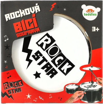 Bicí souprava dětská Rock Star set 3x buben na stojanu s činely plast