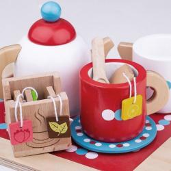 BIGJIGS TOYS DŘEVO Čajové sáčky 4ks s krabičkou (dřevěná hračka)