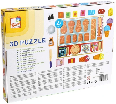 Bino DŘEVO 3D Puzzle skládačka Zmrzlinářství 27 dílků (dřevěná hračka)