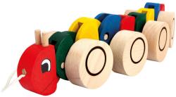 Bino DŘEVO Baby Housenka tahací na kolečkách (dřevěná hračka)