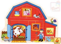 Bino DŘEVO Baby puzzle farma 13 dílků vkládačka domeček Bino DŘEVO Baby puzzle farma 13 dílků vkládačka domeček