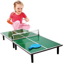Bino DŘEVO Hra Stolní tenis malý ping-pong na stůl (společenská hra)