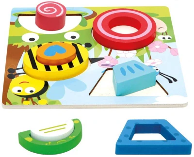 Bino DŘEVO Puzzle vkládací rybník 9 dílků 3D (dřevěná hračka)