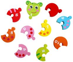 Bino DŘEVO Skládačka s čísly žížala Julie 10 dílků (dřevěná hračka)