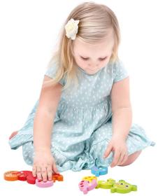 Bino DŘEVO Skládačka s čísly žížala Julie 10 dílků (dřevěná hračka)