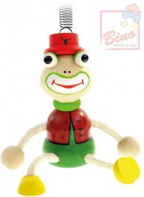 Bino DŘEVO Žába na pružině 12cm pružiňák (dřevěná hračka)