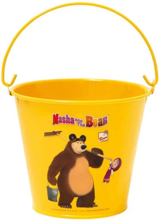 Bino Kyblík dětský zahradní Máša a medvěd 13cm žlutý plechový Bino Kyblík dětský zahradní Máša a medvěd 13cm žlutý plechový