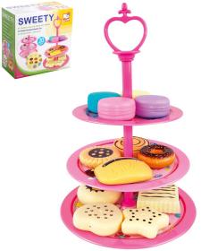 Bino Strojan na dorty set s cukrovím růžový kovový makety potravin