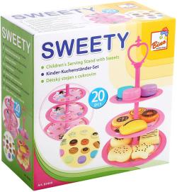 Bino Strojan na dorty set s cukrovím růžový kovový makety potravin