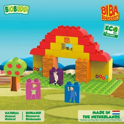BiOBUDDi Stavebnice BIBA Boerderij farma 31 dílků s nálepkami