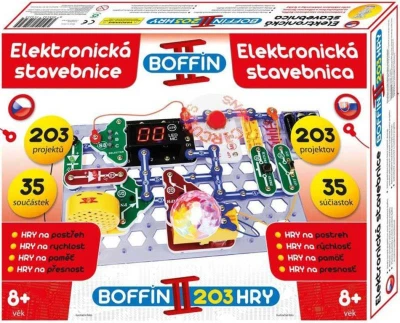 Boffin II. HRY Elektronická stavebnice 203 projektů 35 součástek na baterie Boffin II. HRY Elektronická stavebnice 203 projektů 35 součástek na baterie