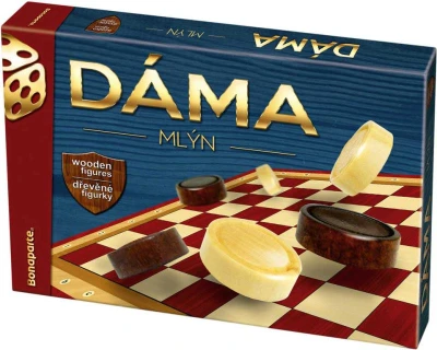 Bonaparte DŘEVO Hra Dáma + Mlýn 2v1 (společenská hra)