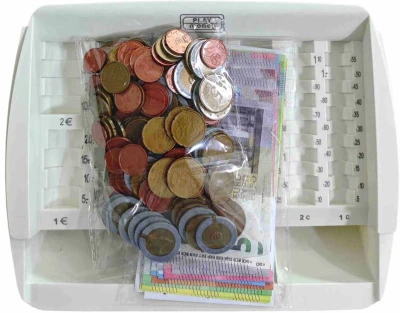 Box na peníze organizér na euro mince a bankovky dětská eura