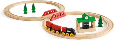 Brio DŘEVO Baby vláčkodráha osmička Classic set s doplňky 22ks