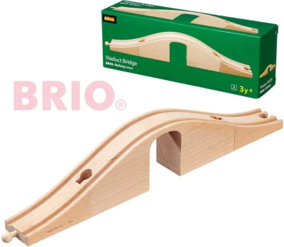 Brio DŘEVO Most s podjezdem příslušenství k vláčkodráze (dřevěná hračka)