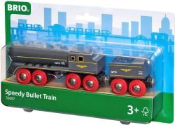 Brio DŘEVO Set lokomotiva + vagon na uhlí vlak rychlá střela