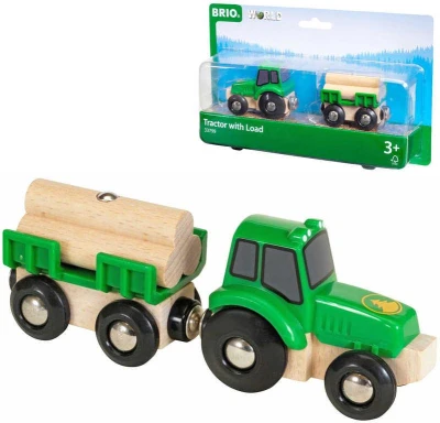 Brio DŘEVO Set traktor s přívěsem a nákladem dřeva doplněk k vláčkodráze Brio DŘEVO Set traktor s přívěsem a nákladem dřeva doplněk k vláčkodráze