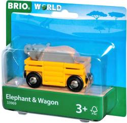 Brio DŘEVO Set vagónek nákladní + slon doplněk k vláčkodráze