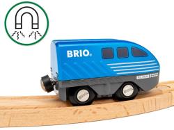 Brio DŘEVO Vláček modrá mašinka zpětný chod doplněk k vláčkodráze