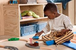 Brio DŘEVO Vláček modrá mašinka zpětný chod doplněk k vláčkodráze