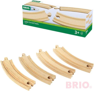 Brio DREVO Zákruta dlhý oblúk set 4ks koľaje doplnok k vláčikovej dráhe Brio DREVO Zákruta dlhý oblúk set 4ks koľaje doplnok k vláčikovej dráhe