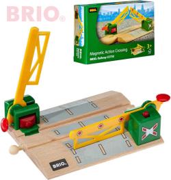 Brio DŘEVO Železniční přejezd magnetický se závorami doplněk k vláčkodráze