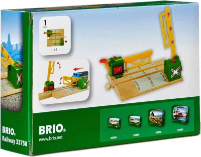 Brio DŘEVO Železniční přejezd magnetický se závorami doplněk k vláčkodráze