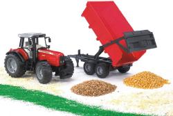 Bruder 02045 (2045) Traktor MASSEY FERGUSON + sklapěcí vůz - červený