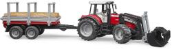 Bruder 02046 (2046) Set traktor nakladač Massey Ferguson 7480 + přepravník s kládami