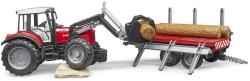 Bruder 02046 (2046) Set traktor nakladač Massey Ferguson 7480 + přepravník s kládami