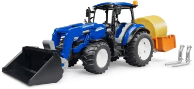 Bruder 02187 Traktor New Holland T5 + plošina, balík, čelní nakladač Bruder 02187 Traktor New Holland T5 + plošina, balík, čelní nakladač