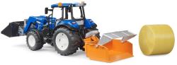 Bruder 02187 Traktor New Holland T5 + plošina, balík, čelní nakladač