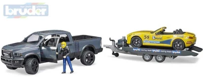 Bruder 02504 RAM Roadster Racing Team set odtahovka se sporťákem a figurkou Bruder 02504 RAM Roadster Racing Team set odtahovka se sporťákem a figurkou