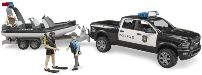 Bruder 02507 Auto RAM Policie herní set s člunem a 2 figurkami