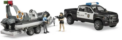 Bruder 02507 Auto RAM Policie herní set s člunem a 2 figurkami