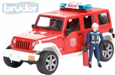 Bruder 02528 Jeep Wrangler Rubicon hasiči funkční set s figurkou Světlo Zvuk