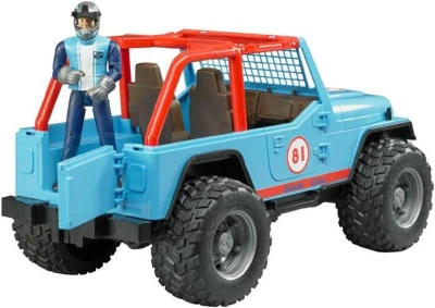 Bruder 02541 Auto jeep terénny Cross Country modrý set s figúrkou a doplnkami