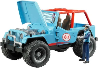 Bruder 02541 Auto jeep terénny Cross Country modrý set s figúrkou a doplnkami